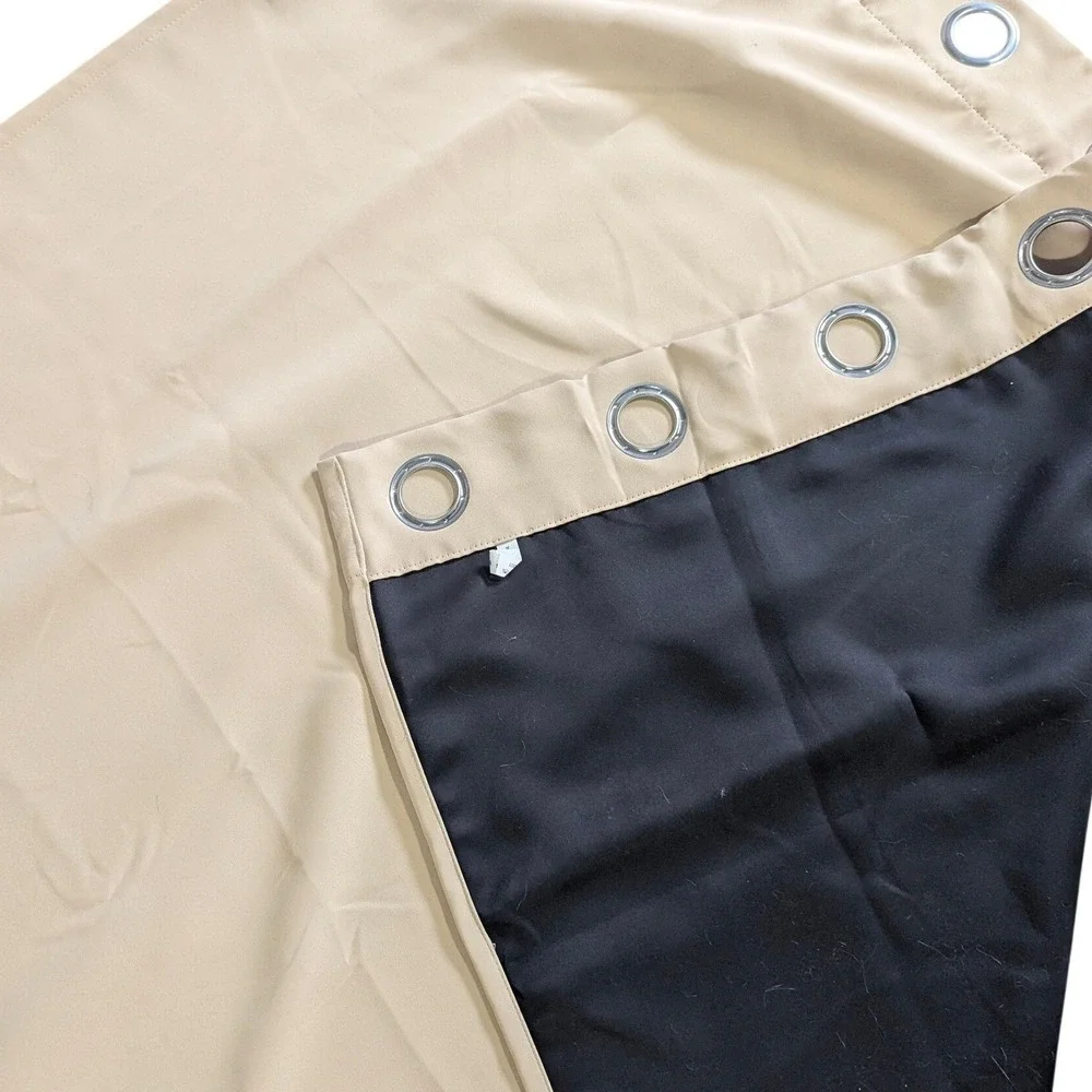 Pair of Blackout Curtain Panel Beige‎ Grommet Top Minimalist Neutral READ